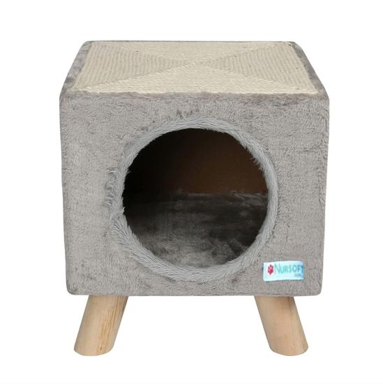 Nursoft Ahşap Ayaklı Yuvalı Kedi Tırmalaması NR-0037