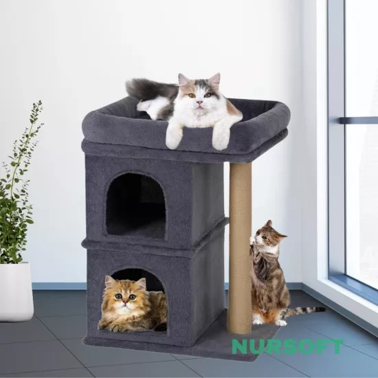 Nursoft Çift Yuvalı Teraslı Kedi Uyku ve Oyun Alanı
