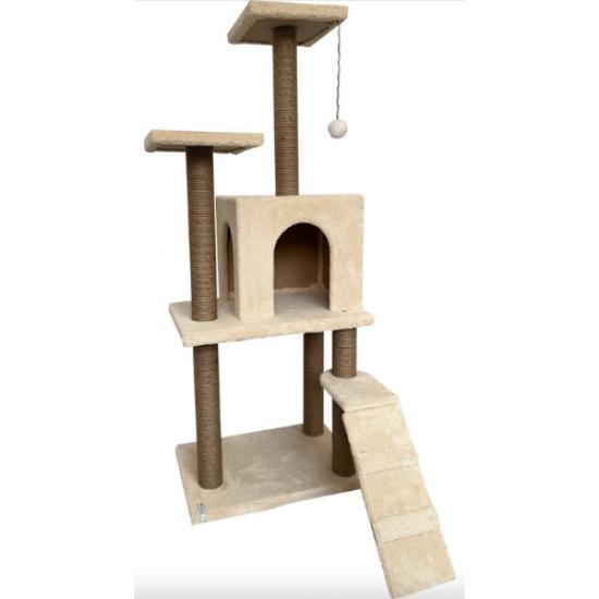 Nursoft B-08 Kedi Tırmalama Kedi Evi Ve Kedi Oyun Evi - Bej NRS-B08