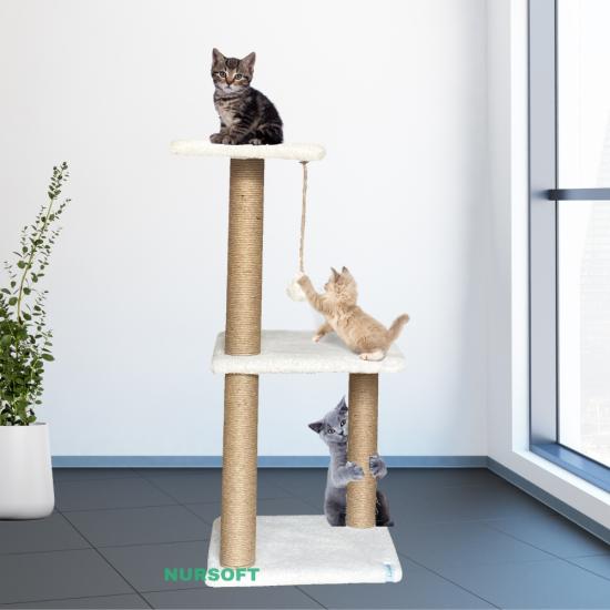 Nursoft Mega Boy Step Kedi Tırmalama Tahtası Beyaz