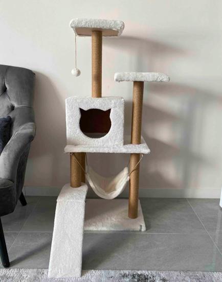 Nursoft Kedi Tırmalama Platformlu S9 Beyaz 124 Cm NR-0041