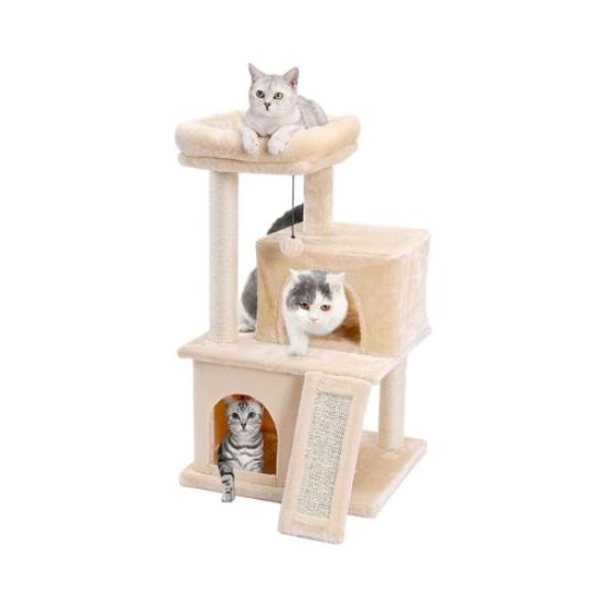 Nursoft Çift Yuvalı Teraslı Lüx Kedi Tırmalama Evi NRS-008