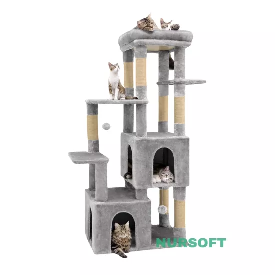 Çok Katlı Tırmalamalı Teraslı Lüx Kedi Oyun Evi Nursoft-0108