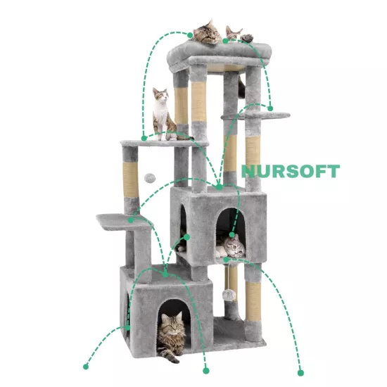 Çok Katlı Tırmalamalı Teraslı Lüx Kedi Oyun Evi Nursoft-0108