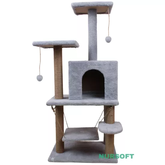 Nursoft Y01 Salıncaklı Yuvalı Lüx Kedi Tırmalama Oyun Evi