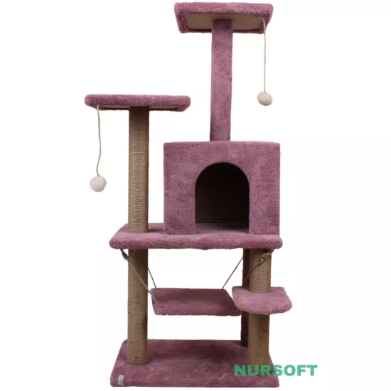 Nursoft Y01 Salıncaklı Yuvalı Lüx Kedi Tırmalama Oyun Evi