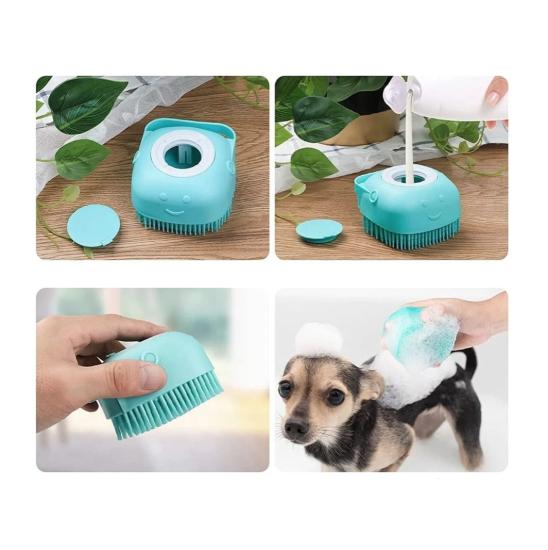 Nursoft Şampuan Hazneli Kedi Ve Köpek Evcil Hayvan Yıkama Fırçası 