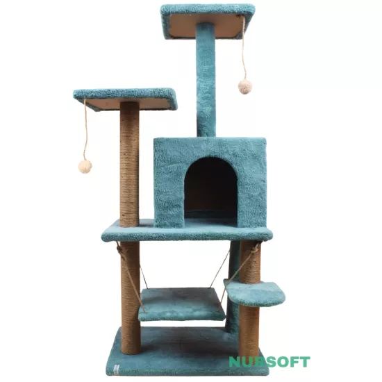 Nursoft Y01 Salıncaklı Yuvalı Lüx Kedi Tırmalama Oyun Evi