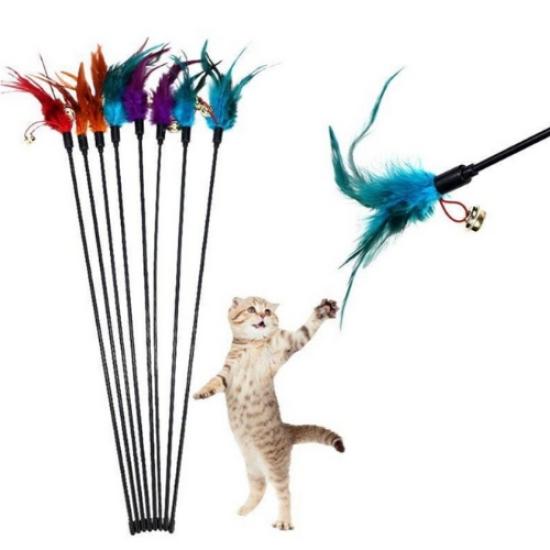 Nursoft Çıngıraklı Tüylü Kedi Oyun Çubuğu Kedi Oltası