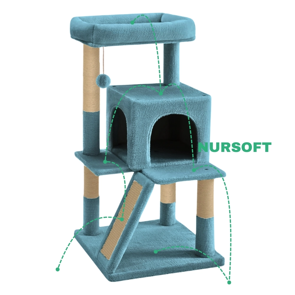 Nursoft Teraslı Dekoratif Kedi Tırmalama Evi