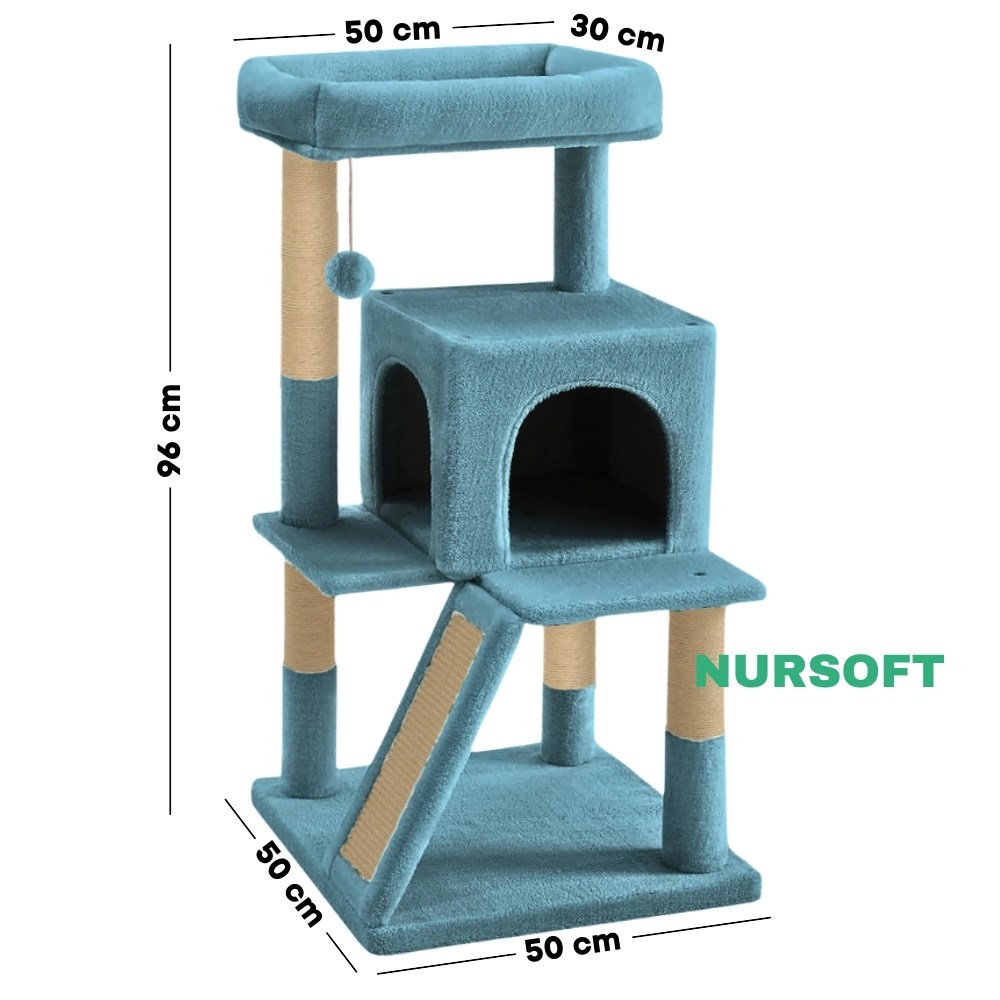 Nursoft Teraslı Dekoratif Kedi Tırmalama Evi