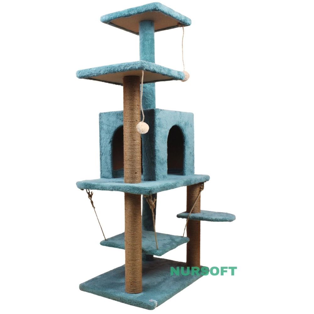 Y01 Salıncaklı Yuvalı Lüx Kedi Tırmalama Oyun Evi