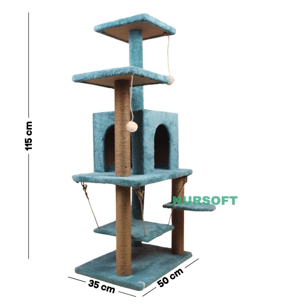Y01 Salıncaklı Yuvalı Lüx Kedi Tırmalama Oyun Evi