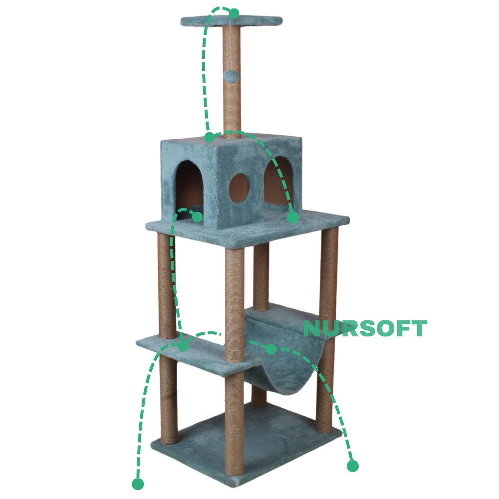 Nursoft Zooplus Tower Xxl Kedi Tırmalama Ve Oyun Evi Platformu 