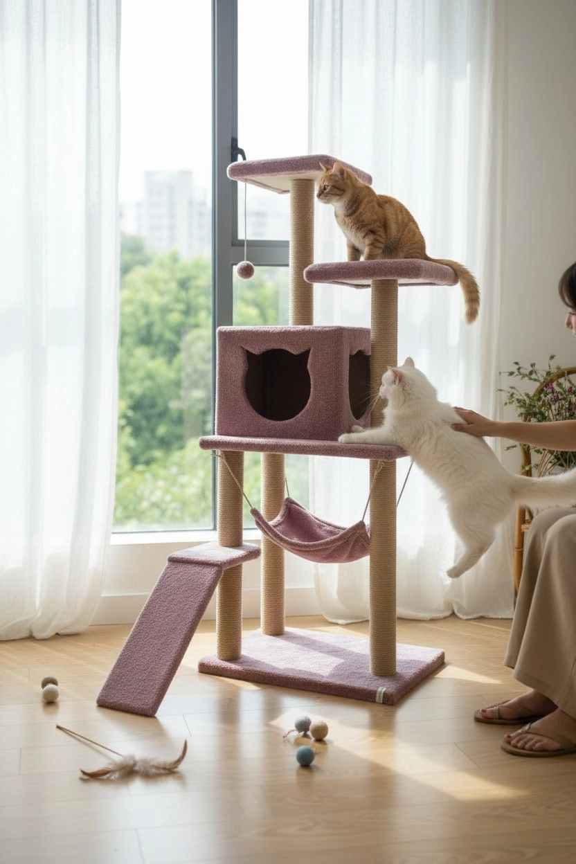 Nursoft Kedi Tırmalama Platformlu S9 Gül Kurusu