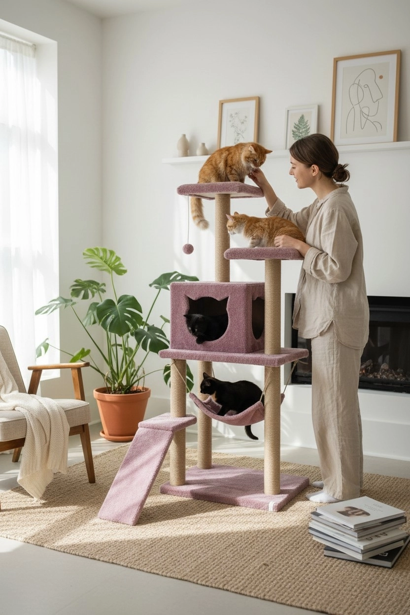Nursoft Kedi Tırmalama Platformlu S9 Gül Kurusu